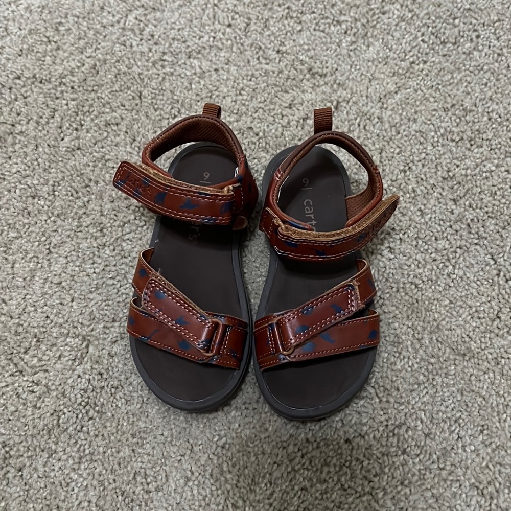 Carter’s Sandals Child's Size 9 Brown with Dinosaurs